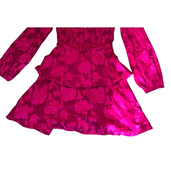 Band of the Free NWT Kiss Me Fuchsia Peplum Mini Dress Sz Medium Fuschia Pink - Picture 7 of 14